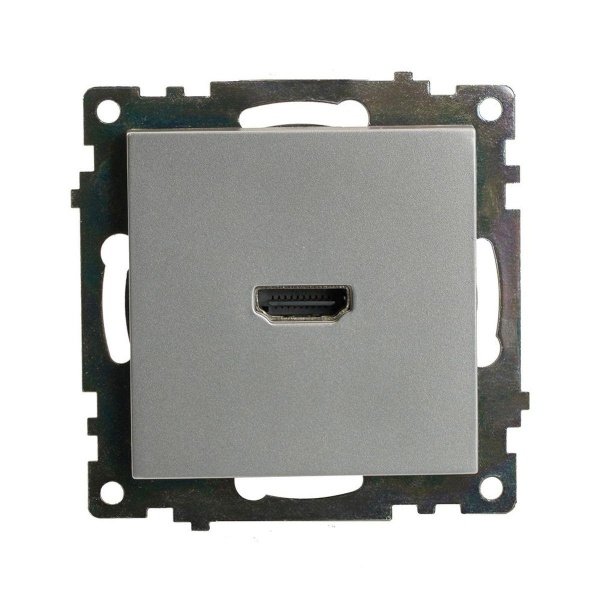 Розетка HDMI 2.1, Type A (механизм), STEKKER GLS00-7118-03, серия Катрин, серебро 50061
