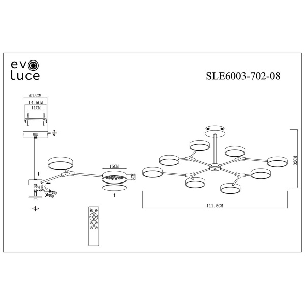 Потолочная светодиодная люстра Evoluce Monta SLE6003-702-08