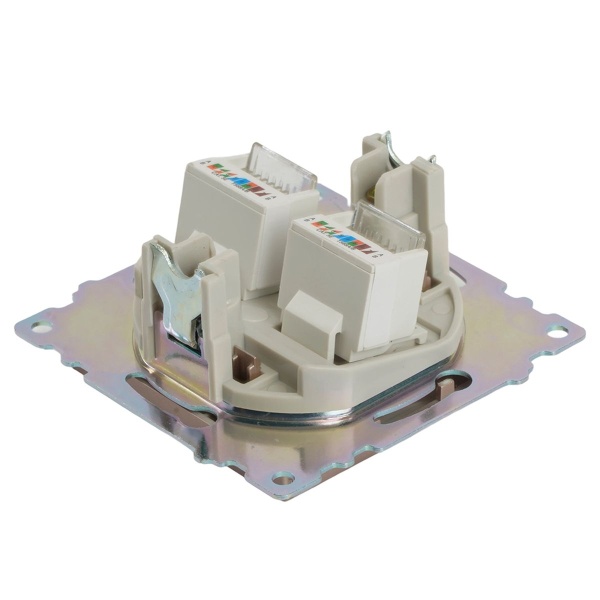 Розетка компьютерная 2-местная RJ-45 (механизм) Stekker GLS00-7109-02 Катрин, шампань 50004
