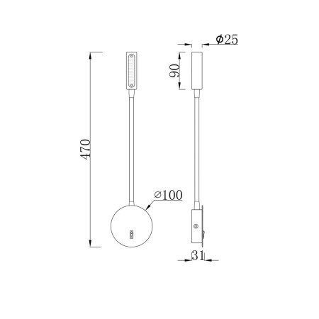 Бра Maytoni Technical Stem C035WL-L3MG3K