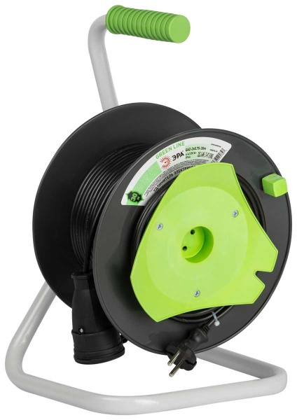 Удлинитель силовой ЭРА GREEN LINE GAZ-2x0.75-30m Greenline на катушке пластик 1 розетка без заземления 30м ПВС 2x0.75мм2 Б0065111