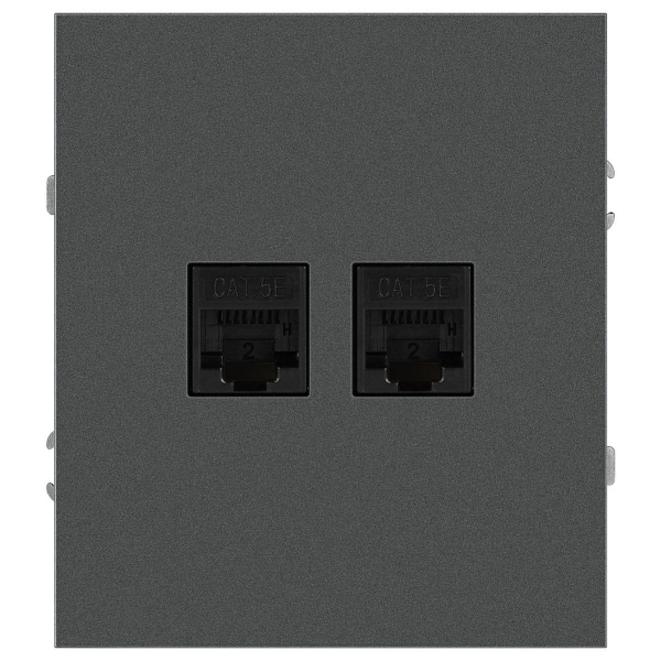 Розетка ЭРА Arktik 16-3108-06 информационная двойная 2XRJ45 графит Б0070489