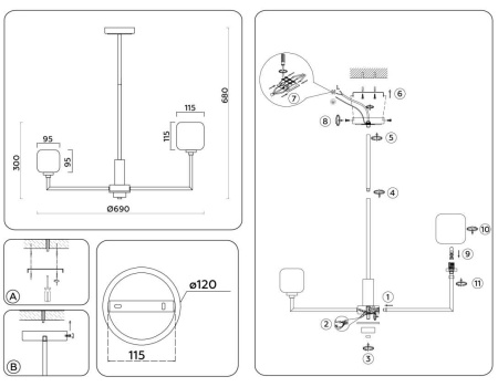 Подвесная люстра Ambrella light High Light LH53015