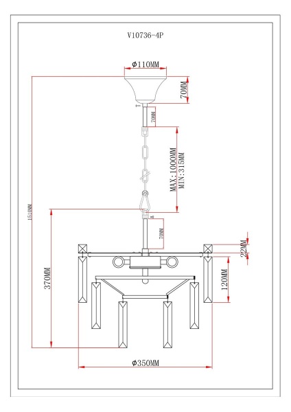 Подвесная люстра Moderli Crystal V10736-4P