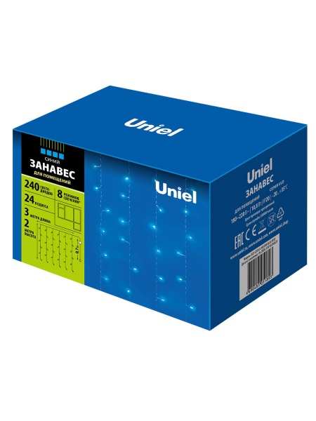 Светодиодная гирлянда Uniel занавес 220V синий ULD-C2030-240/DTA BLUE IP20 07942