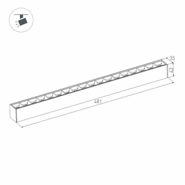 Трековый светодиодный светильник для магнитного шинопровода Arlight Mag-Laser-45-L480-18W Warm3000 026943