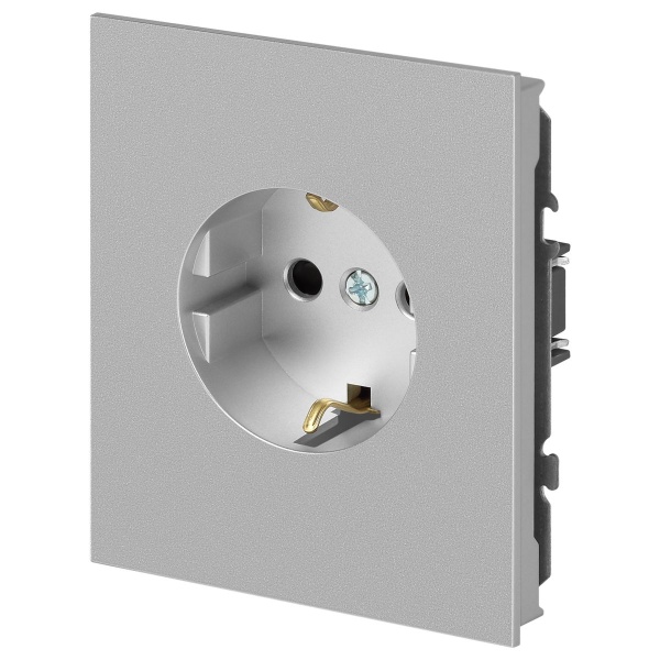 Розетка ЭРА Arktik 16-2102-03 с заземлением 2P+E Schuko со шторками 16А-250В алюминий Б0070426