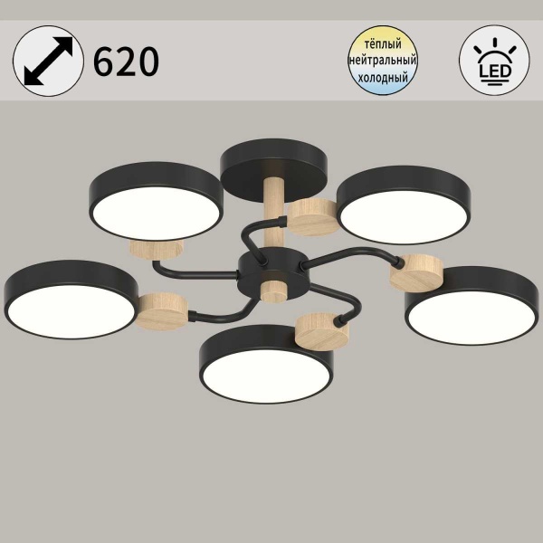 Светильник потолочный Reluce 03326-0.3-05 BK+WOOD