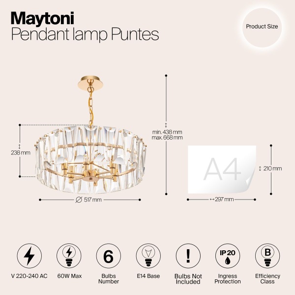 Подвесная люстра Maytoni Puntes MOD043PL-06G