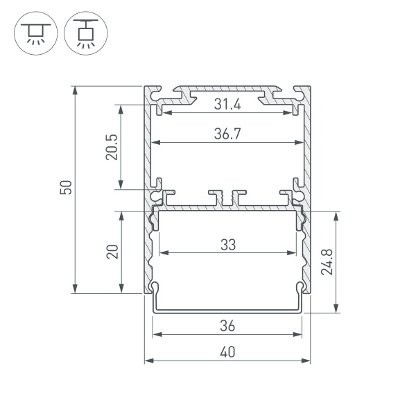 Профиль Arlight SL-Line-4050-3L-2000 Anod 044666