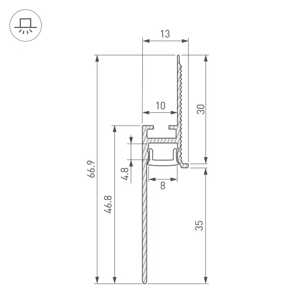 Профиль встраиваемый Arlight Plintus-Fantom-Bent-H35-Side-2000 White 043675