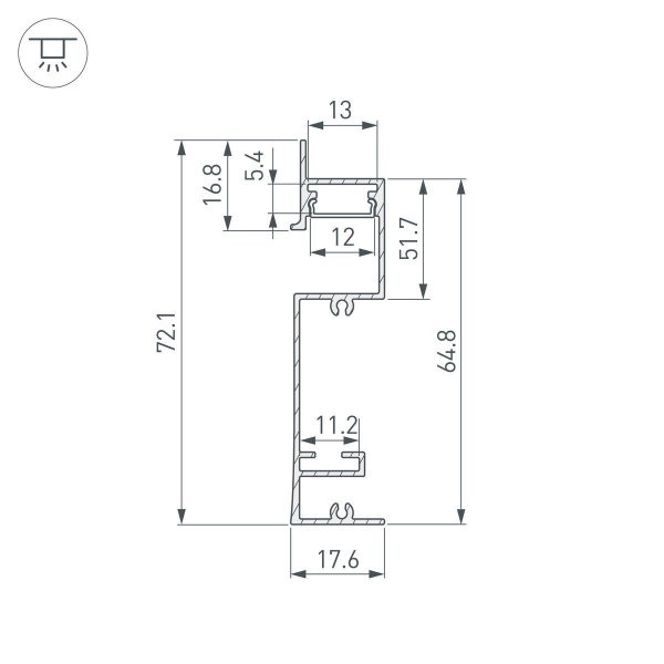Профиль встраиваемый Arlight Plintus-H73-F-2000 White 043592