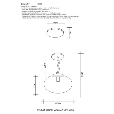 Подвесной светильник Crystal Lux Malaga SP1 D360 Gold