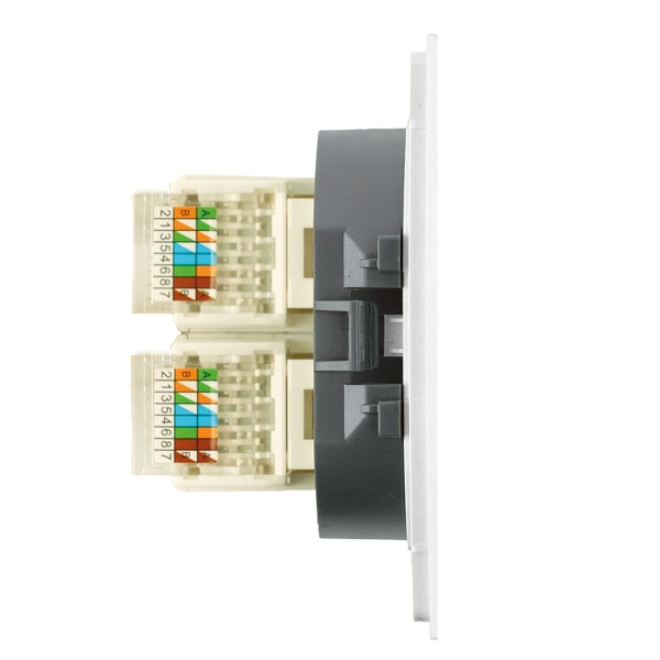 Розетка компьютерная 2-местная RJ-45 (механизм) Stekker Мия RST00-3111-01 белая магнолия 50437