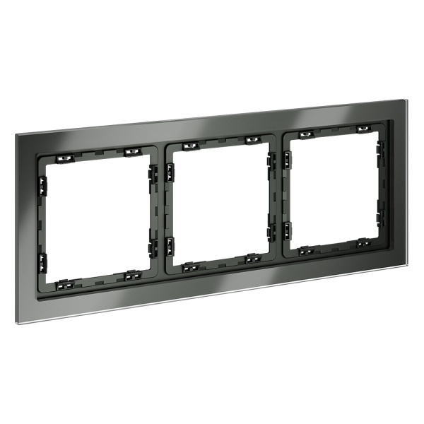 Рамка стеклянная Voltum S70 на 3 поста, (титан, стекло) VLS110306