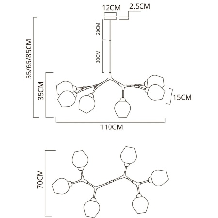 Подвесная люстра Arte Lamp Yuka A4103SP-6GO