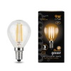 Лампа светодиодная филаментная Gauss E14 9W 2700К прозрачная 105801109