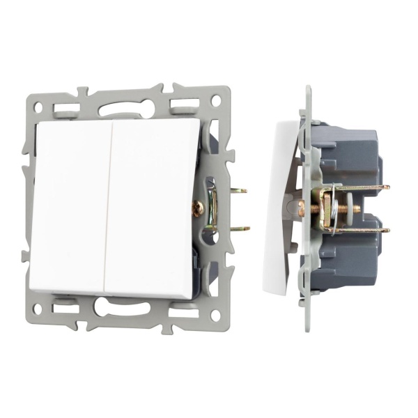Механизм выключателя двухклавишный проходной SWT-MKP2-PL-WH (250V, 16A) Arlight 043727