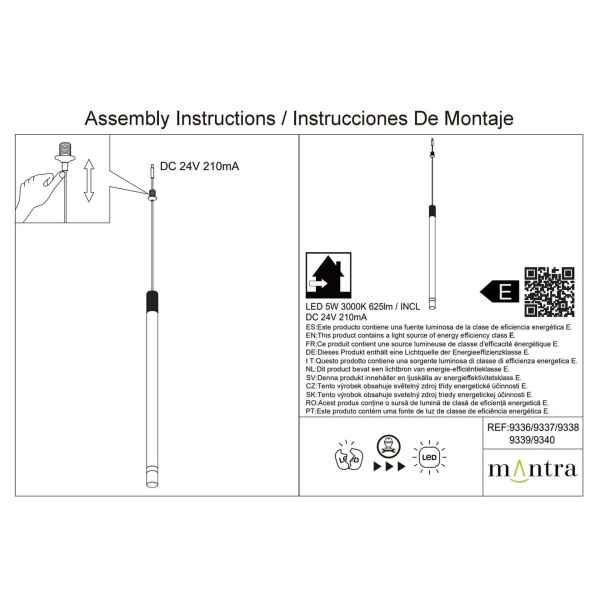 Подвесной модульный светильник без основания Mantra Moana 9339