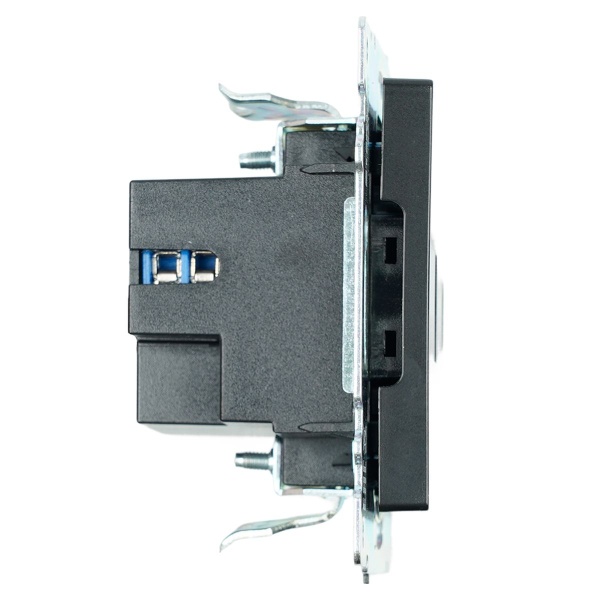 Розетка 2-местная USB + type C (механизм), STEKKER GLS10-7116-05, 250B, 3А, серия Катрин, черный 50055