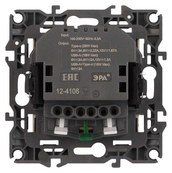 Розетка ЭРА Серия 12 12-4108-04 2P+E 16A-250В со шторками с USB type-A+C 5В-3А шампань Б0067727