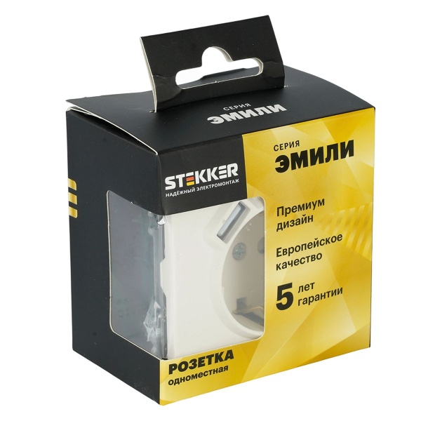 Розетка 1-местная з/ш с/з 16А + USB + Type C (механизм), Stekker, 250В, 20W Эмили, белый фарфор, soft-touch, RST16-5119-01 50217