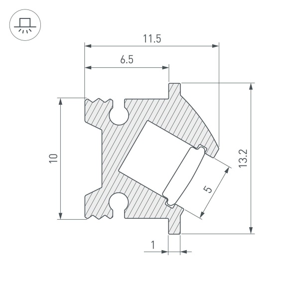 Профиль встраиваемый Arlight SL-Bevel-H12-F13-2000 Anod Iron Grey 045329