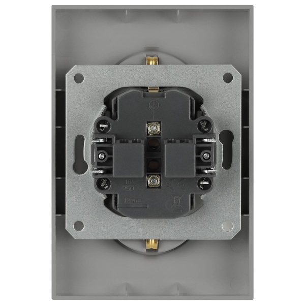 Розетка ЭРА Arktik 16-2105-03 двойная с заземлением 2X2P+E Schuko со шторками 16А-250В алюминий Б0070456