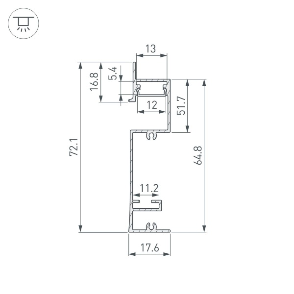 Профиль встраиваемый Arlight Plintus-H73-F-2000 White 043592