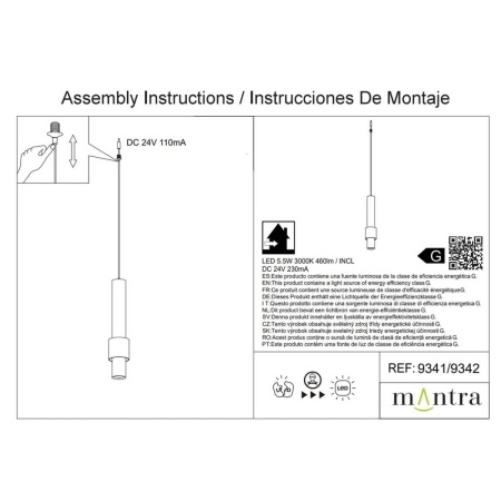 Подвесной модульный светильник без основания Mantra Clifton 9342