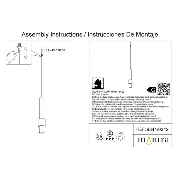 Подвесной модульный светильник без основания Mantra Clifton 9342