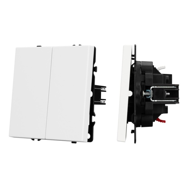 Механизм выключателя двухклавишный непроходной Arlight SWT-NOBE-MK02-SFPL-WH (230V, 10A) 054238