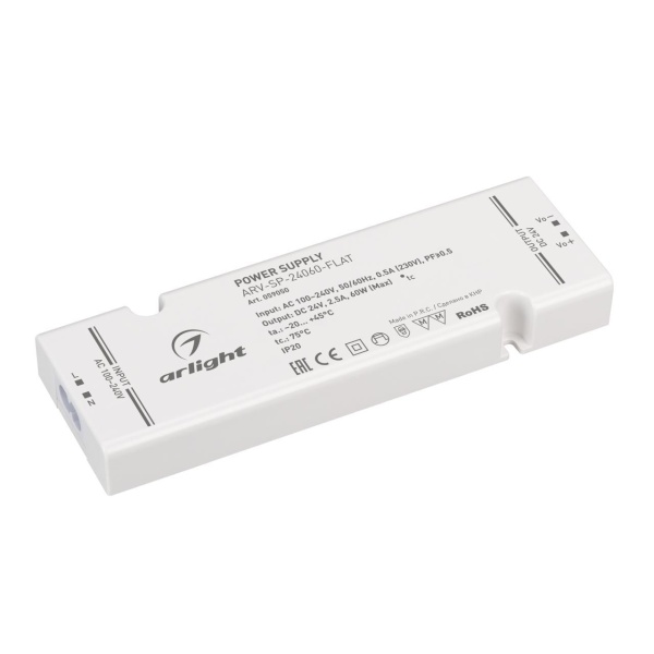 Блок питания ARV-SP-24060-FLAT (24V, 2.5A, 60W) Arlight 059050