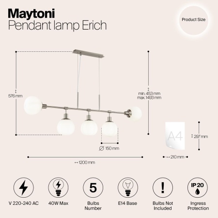Подвесная люстра Maytoni Erich MOD221-PL-05-N