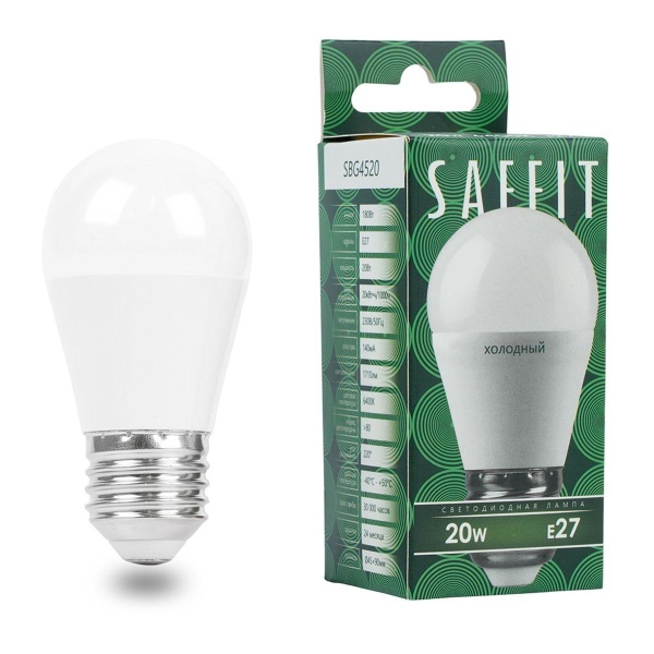 Лампа светодиодная Saffit E27 20W 6400K матовая SBG4520 55278