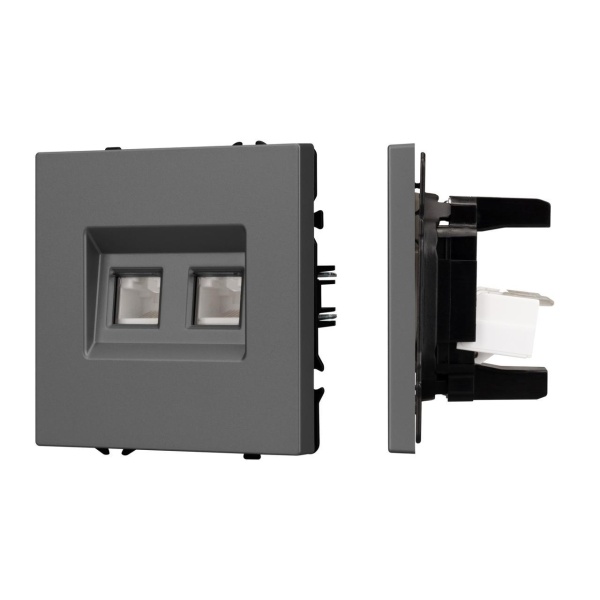 Механизм сдвоенной телефонной розетки SCT-NOBE-MTL2-SFPL-GR (RJ-11, 4C) Arlight 054311