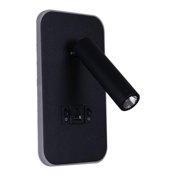 Настенный светодиодный светильник Reluce 86204-9.2-001KT LED12W+USB BK