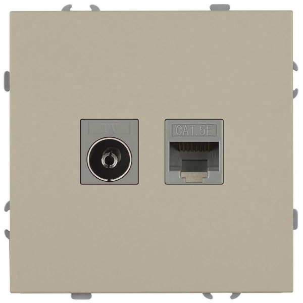 Розетка ЭРА Galaxy 15-3110-04 комбинированная RJ45+TV IP20 шампань Б0070782