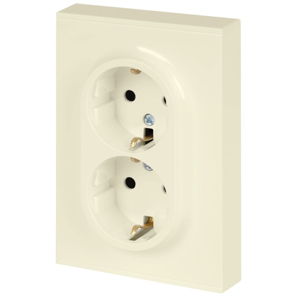 Розетка ЭРА Arktik 16-2105-02 двойная с заземлением 2X2P+E Schuko со шторками 16А-250В слоновая кость Б0070455
