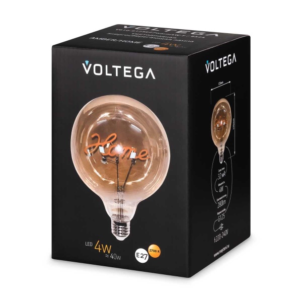 Лампа светодиодная филаментная Voltega 271 E27 4W 2700K янтарная 8524