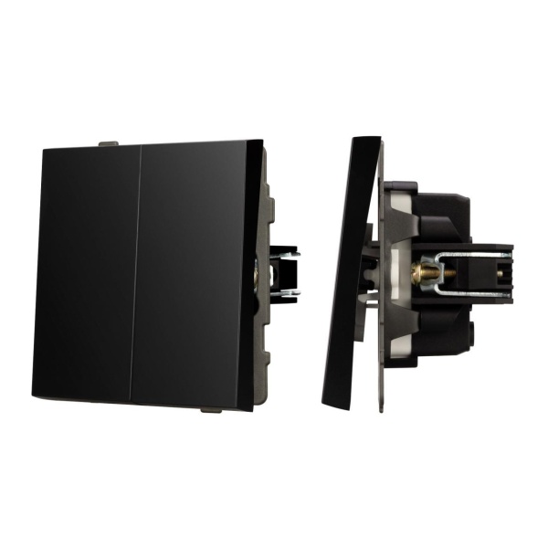 Механизм выключателя двухклавишный непроходной SWT-TENDO-MK02-PL-BK (230V, 10A) Arlight 054059