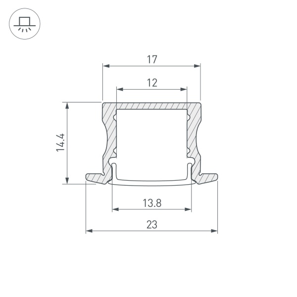 Встраиваемый профиль ARH-LINE-2315-F-2000 ANOD GOLD 039991