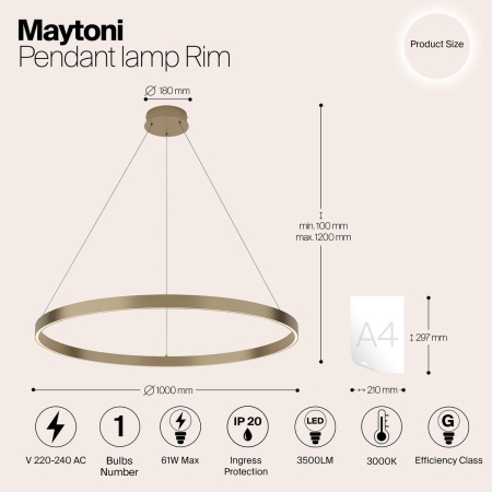 Подвесной светильник Maytoni Rim MOD058PL-L54BS3K