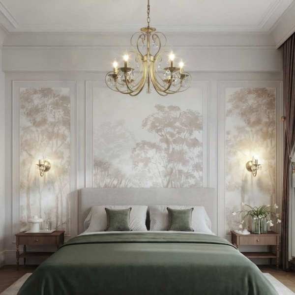 Подвесная люстра Eurosvet Alda 3305/5 латунь/прозрачный хрусталь Strotskis a072114