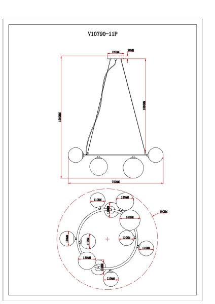 Подвесная люстра Moderli Renny V10790-11P