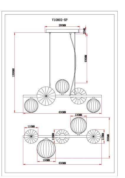 Подвесная люстра Moderli Renny V10802-5P