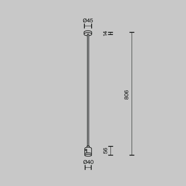 Крепление потолочное Long 760мм Maytoni Technical TRA159C-IPCL1-PT