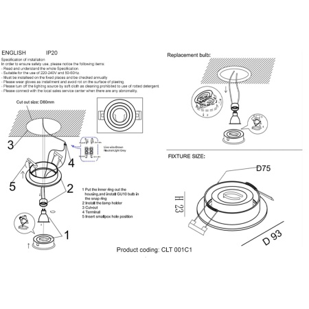 Встраиваемый светильник Crystal Lux CLT 001С1 WH