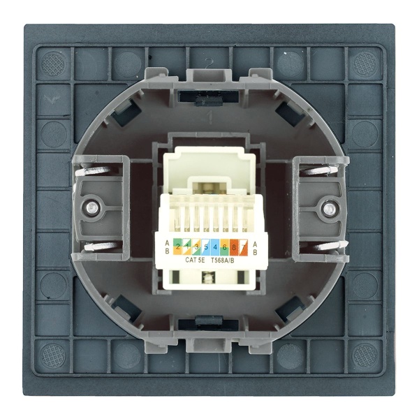 Розетка компьютерная 1-местная RJ-45 (механизм) Stekker Мия RST00-3117-05 черный бархат 50450