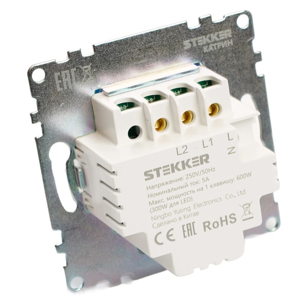 Выключатель диммирующий сенсорный (механизм) Stekker Катрин белый GLS00-7206-01 50276